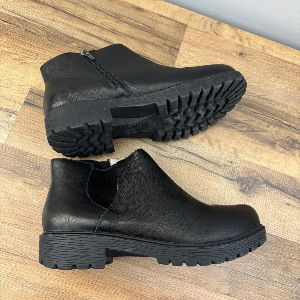 Alegria Shayne Leather Ankle Boots Lug Sole Black Women’s - Picture 8 of 9